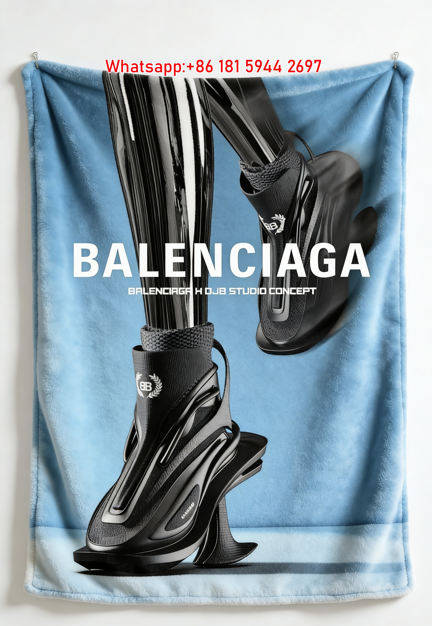 Balenciaga Futuristic Shoe Print Flannel Throw Blanket BA246